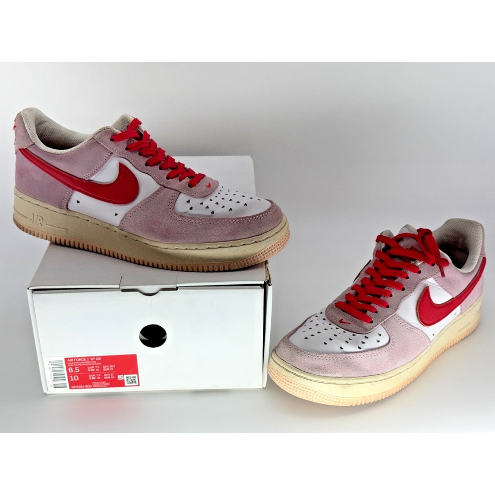 Nike Air Force 1 Low 07 QS Tulip Pink Red DD3384-600 Mens 8.5 Valentines